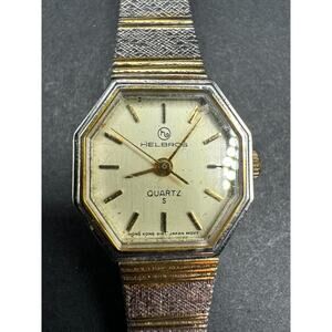 Vintage Women's Helbros Analog Quartz Watch Gold & Silver Tone Japan Mov't